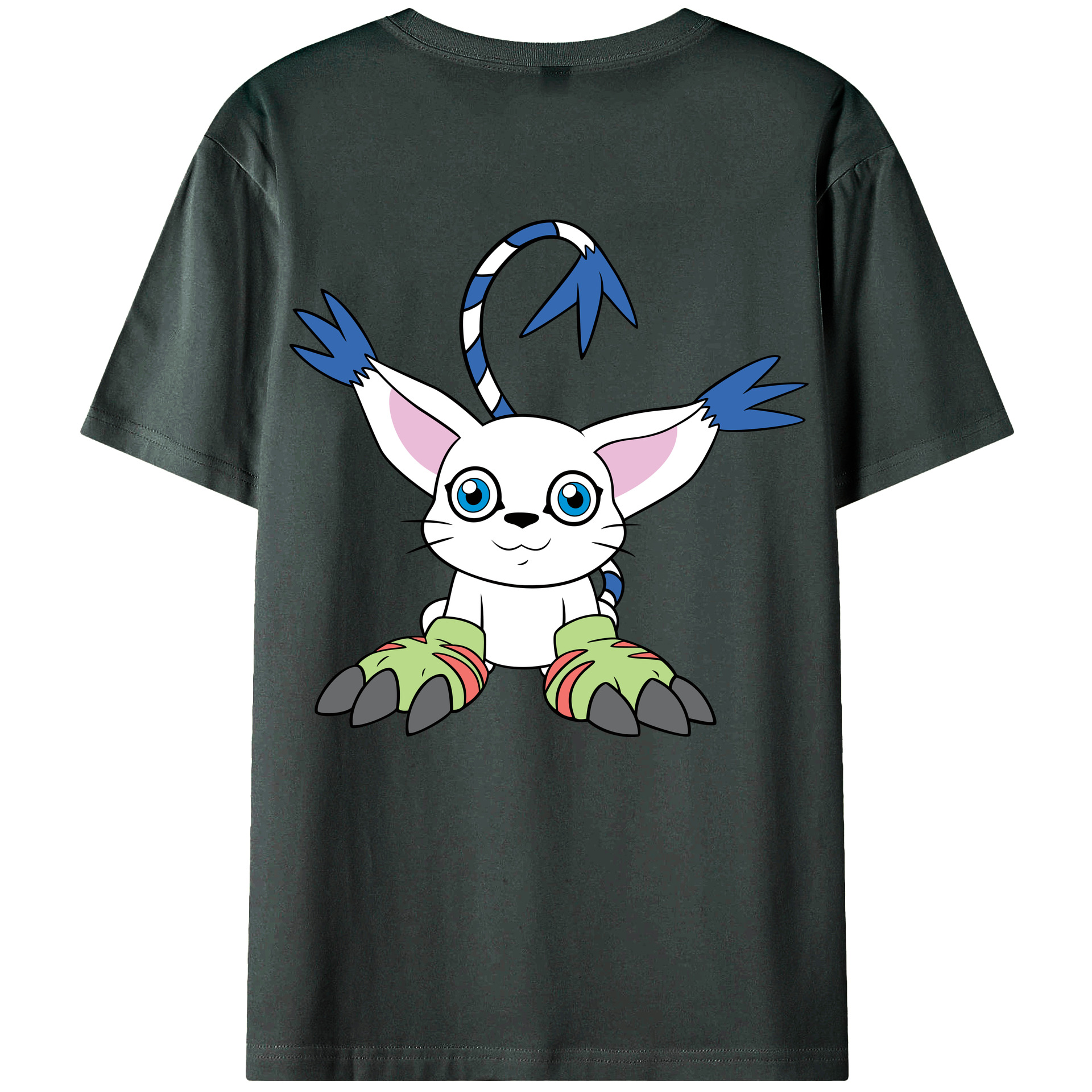 （画像用） Digimon デジタルモンスター/デジモン 綿100％ メンズ半袖Tシャツ（バックプリント） 通気性
